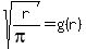 +sqrt%28r%2F%28pi%29%29=g%28r%29