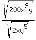 +sqrt+%28+200x%5E3y%29+%2Fsqrt%28+2xy%5E5+%29+