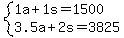 +system%28+%0D%0A++++1%5Ca+%2B+1%5Cs+=+1500%2C%0D%0A++++3.5%5Ca+%2B+2%5Cs+=+3825+%29%0D%0A++
