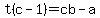 +t%28c-1%29+=+cb+-+a+