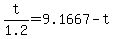 +t%2F1.2+=+9.1667+-+t+