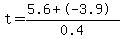 +t=%285.6%2B-3.9%29%2F0.4
