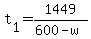 +t%5B1%5D+=+1449+%2F+%28+600+-+w+%29+