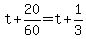 +t+%2B+20%2F60+=+t+%2B+1%2F3+
