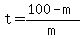 +t+=+%28+100+-+m+%29+%2F+m+