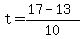 +t+=+%28+17+-+13+%29+%2F+10+