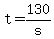 +t+=+130%2Fs+
