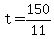+t+=+150%2F11+
