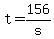 +t+=+156%2Fs+