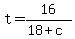 +t+=+16+%2F+%28+18+%2B+c+%29+