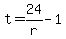 +t+=+24%2Fr+-+1+