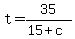 +t+=+35%2F%28+15+%2B+c+%29+