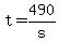 +t+=+490%2Fs+