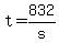 +t+=+832%2Fs+