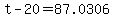 +t+-+20+=+87.0306+