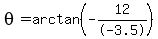 +theta+=+arctan%28-12%2F-3.5%29+