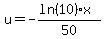 +u=-%28ln+%2810+%29x%29%2F50
