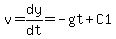 +v=dy%2Fdt=-gt%2BC1