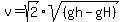 +v=sqrt%282%29sqrt%28%28gh-gH+%29%29