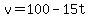 +v+=+100+-+15t+