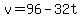 +v+=+96+-+32t+