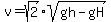 +v+=+sqrt%282%29+sqrt%28g+h+-+g+H%29