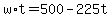 +w%2At+=+500+-+225t+
