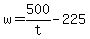 +w+=+500%2Ft+-+225+