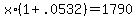 +x%2A%28+1+%2B+.0532+%29+=+1790+