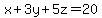 +x%2B3y%2B5z=20+