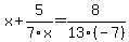 +x%2B5%2F7x=8%2F13%2F%28-7%29