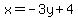 +x=-3y%2B4