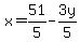 +x=51%2F5-3y%2F5