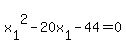 +x%5B1%5D%5E2+-+20x%5B1%5D+-+44+=+0+