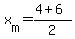 +x%5Bm%5D+=+%284+%2B+6%29%2F2+