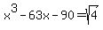 +x%5E3-63x-90=+sqrt%28+4+%29+