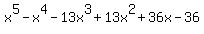 +x%5E5-x%5E4-13x%5E3%2B13x%5E2%2B36x-36+