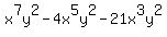+x%5E7y%5E2+-+4x%5E5y%5E2+-+21x%5E3y%5E2