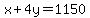 +x+%2B+4y+=+1150+