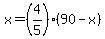 +x+=+%284%2F5%29%2890-x%29