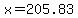 +x+=+205.83+