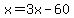 +x+=+3x-60+