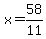 +x+=+58%2F11