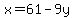 +x+=+61+-+9y