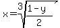 +x+=+root%283%2C+%281-y%29%2F2%29