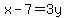 +x-7+=+3y+