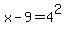 +x-9+=+4%5E2+