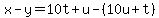 +x-y=10t%2Bu-%2810u%2Bt%29