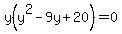 +y%28y%5E2+-+9y+%2B+20%29+=+0