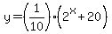 +y=%281%2F10%29%282%5Ex%2B20%29